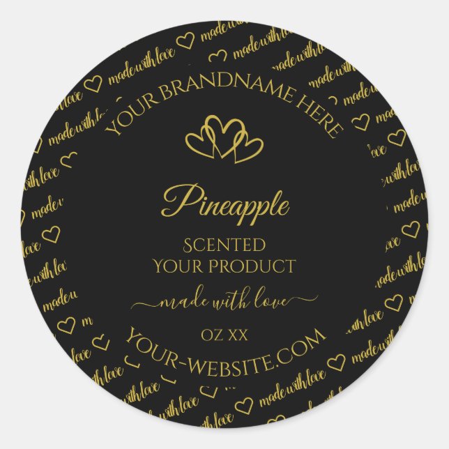 Noir et or Cloud Produit Coeurs Étiquette (Devant)