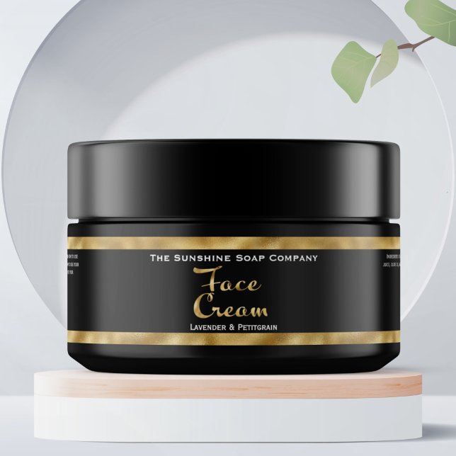 Noir et or face crème Étiquette de pot (Créateur téléchargé)