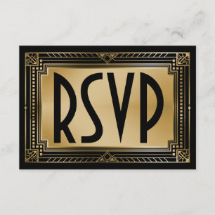 Noir et or Gatsby RSVP l'épousant géométrique de