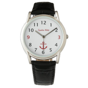 Noir et rouge d'Ancre de montre de signature