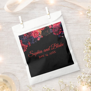 Noir et Rouge Gothique Floral Mariage Favor Sacs