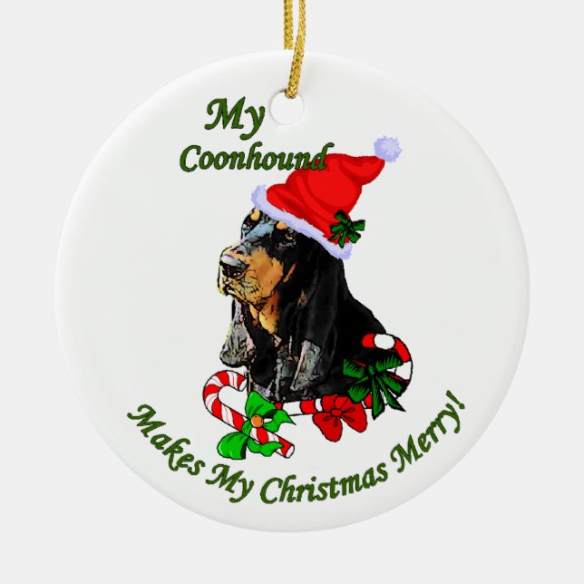 Noir et Tan Coonhound Cadeaux de Noël Ornement (Devant)