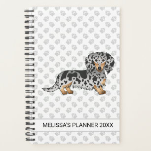 Noir Et Tan Dapper Cheveux Long Dachshund & Texte