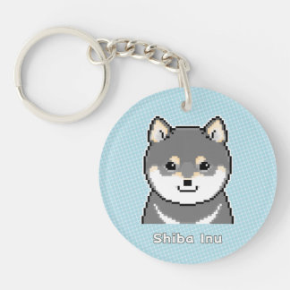 Noir et Tan Shiba Inu Pixel Porte - clé d'art