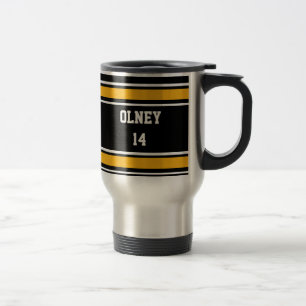Noir et tasse de café de voyage d'or -
