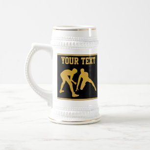 Noir et tasses de lutte d'or avec 3 zones de texte