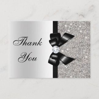 Noir faux bow argent diamants Merci