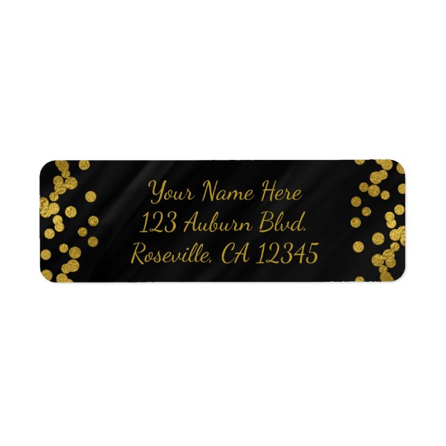 Noir & Faux Gold Foil Glamor Dots Moderne (Devant)