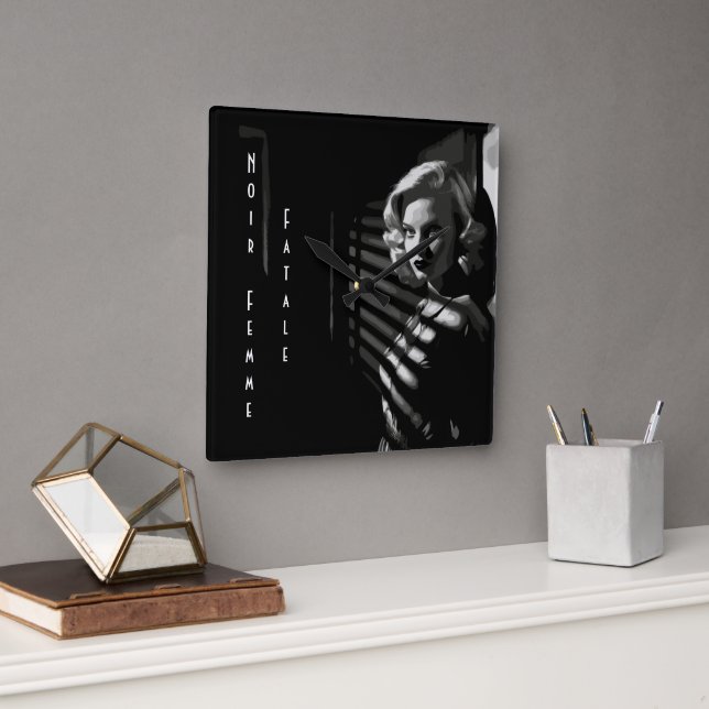Noir Femme Fatale Square Wall Clock (Office)
