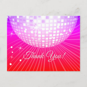 NOIR, FÊTE DISCO, DANSE, CARTE DE REMERCIEMENTS D'