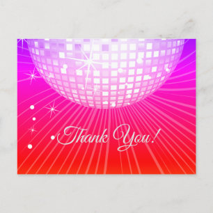 NOIR, FÊTE DISCO, DANSE, CARTE DE REMERCIEMENTS D'
