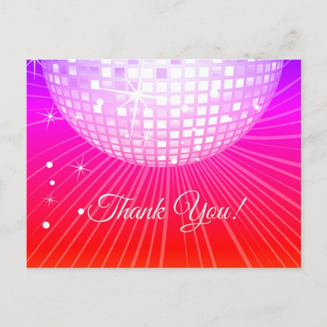 NOIR, FÊTE DISCO, DANSE, CARTE DE REMERCIEMENTS D' (Devant)