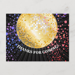 NOIR, FÊTE DISCO, DANSE, CARTE DE REMERCIEMENTS D'