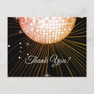 NOIR, FÊTE DISCO, DANSE, CARTE DE REMERCIEMENTS D'