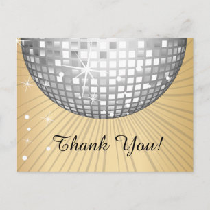 NOIR, FÊTE DISCO, DANSE, CARTE DE REMERCIEMENTS D'