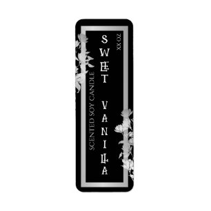 Noir Floral Argent Étiquette Bougies