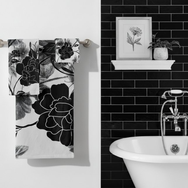 Noir floral papillon moderne (Créateur téléchargé)