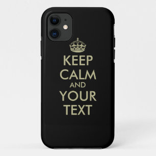 Noir Garder calme coque iphone Lettres d'or Faux