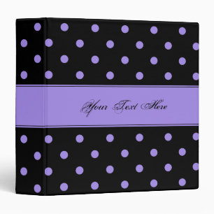 Noir Girly avec le classeur pourpre de pois