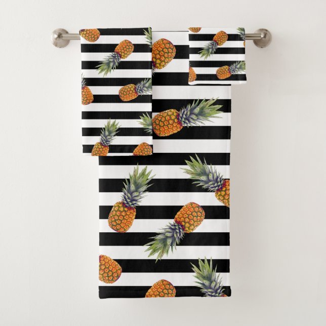 Noir Girly du motif | d'ananas d'été barré (En situation)
