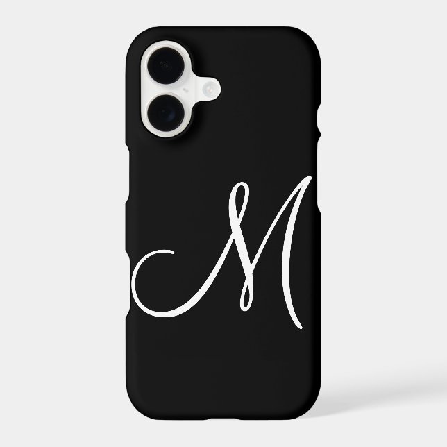 Noir initial blanc de script chic (Verso)