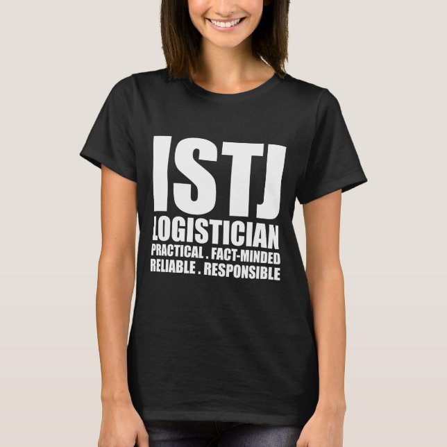 Noir introverti de T-shirt de logisticien d'ISTJ (Devant)