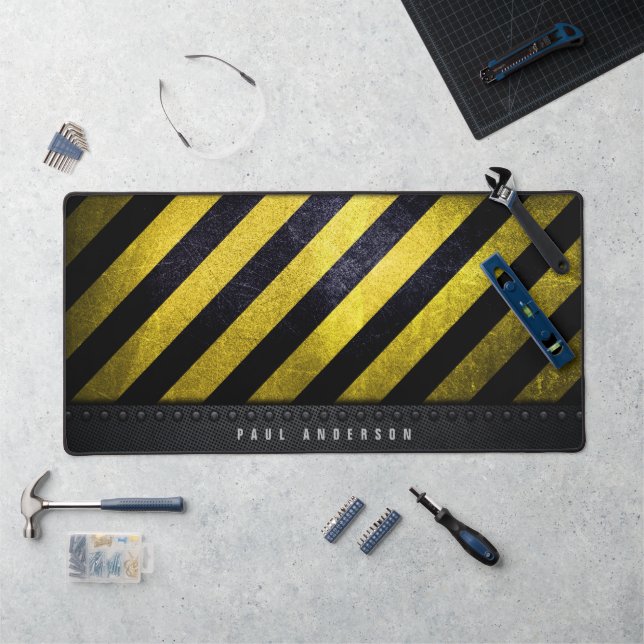 Noir Jaune Danger Stripes Ingénieur de constructio (Poste de travail)