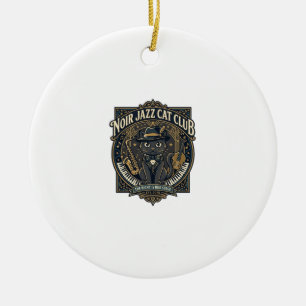 Noir Jazz Cat Cat Dad Gift Idea - Noir Jazz Cat Cl Ceramic Ornament