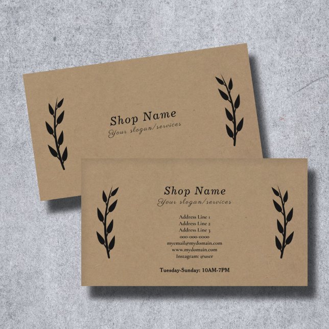 Noir, Kraft et Carte de visite rustique (Black, Kraft & Rustic Business Card)