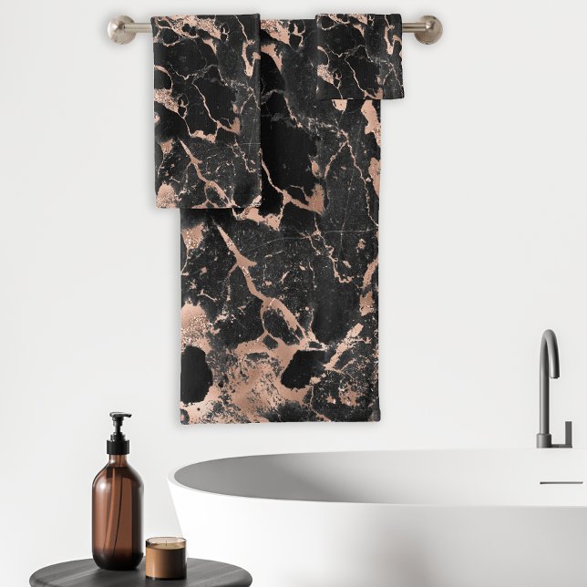 Noir Marbre Rose Gold Foil (Créateur téléchargé)