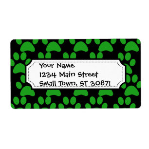 Noir mignon de vert d'empreintes de pattes de