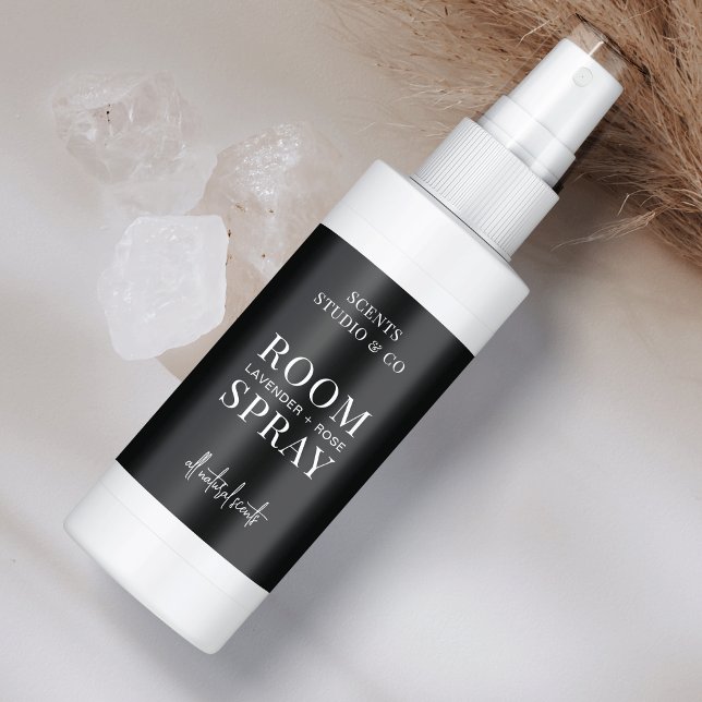Noir minimaliste Chambre simple Spray bouteille pr (Stylish spray bottle labels, great for room sprays, linen mists and air fresheners)