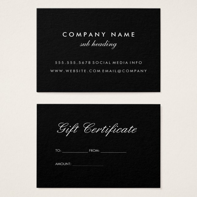 Noir minimaliste simple (Devant & derrière)