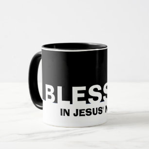 Noir Moderne BÉNÉFICIÉ Au Nom De Jésus Mug Chrétie