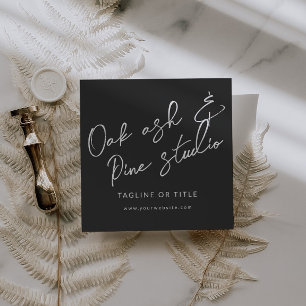 Noir moderne Boho QR Code Carte de visite