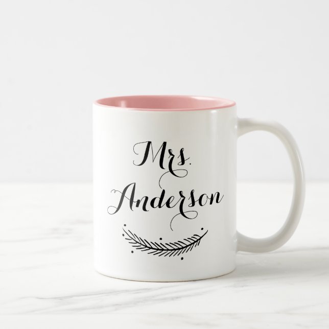 Noir Moderne Calligraphie Personnalisée Mug d'hive (Droit)