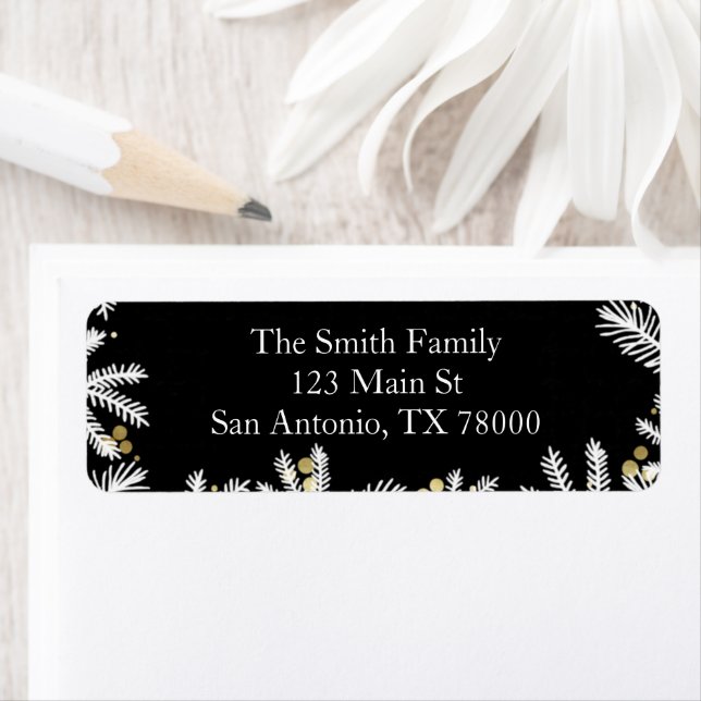 Noir moderne et or Noël Adresse de retour (En situation)