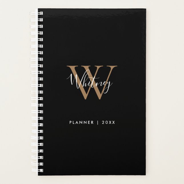 Noir moderne Nom de script Monogramme 2023 (Devant)