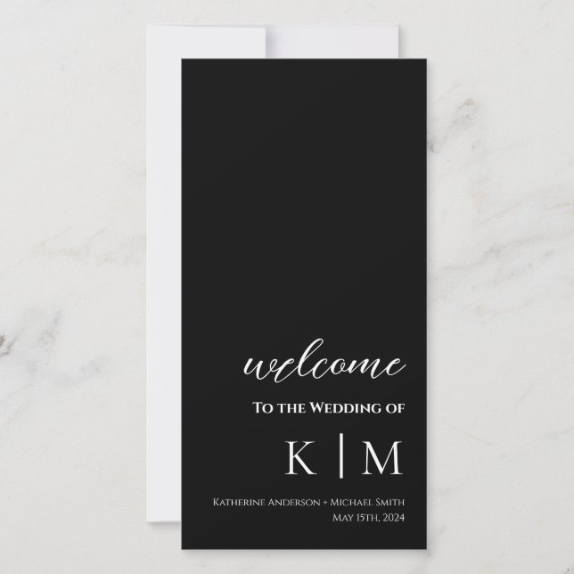 Noir-Moderne- Programme de mariage monographique- (Devant)