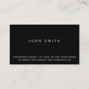 Noir moderne Simple Carte de visite minimal