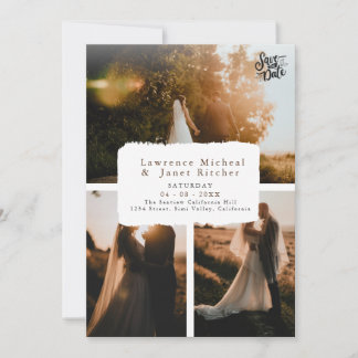 Noir moderne trop 3 Photo minimaliste invitation