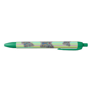 Noir Mosaïque papillon Vert. Stylo à bandes