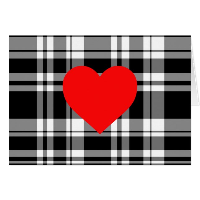 Noir N' Plaque de tartan blanc avec détail de coeu (Devant horizontal)