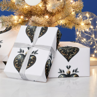 Noir Noel Heart Shaped Ornament Gift Wrap Paper