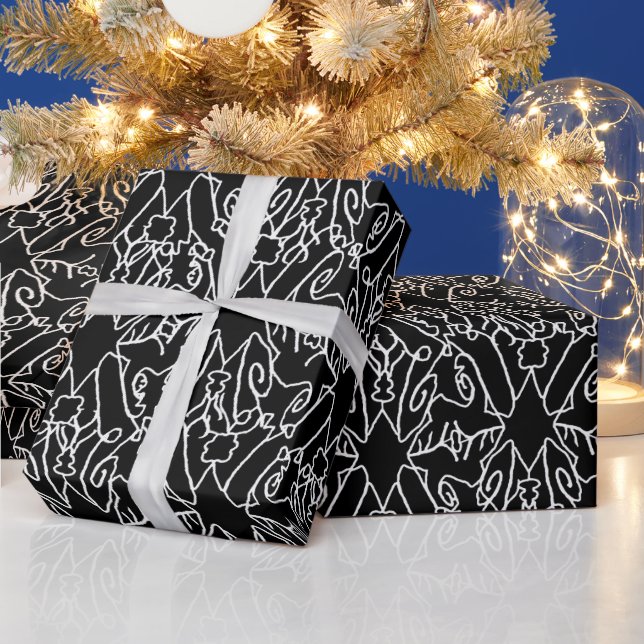 Noir Nouveau Chic Pattern Wrapping Paper (Holidays)