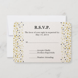 Noir Or Confetti Dots Mariage RSVP