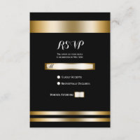 Noir & Or Élégant Chic Fête Mariage RSVP