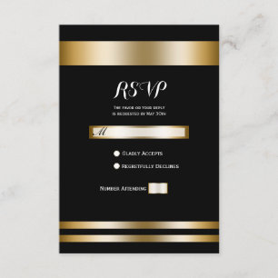 Noir & Or Élégant Chic Fête Mariage RSVP