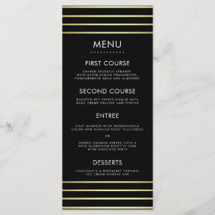 Noir & Or Riz Confetti Typographie Menu Mariage