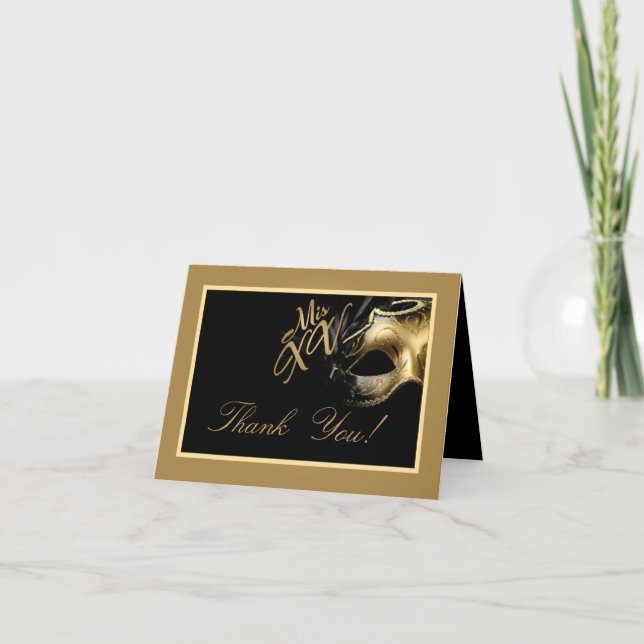 Noir plié d'or du carte de remerciements mis XV (Devant)